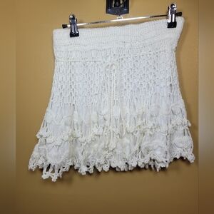Love Culture Boho Bohemian Crochet Knit Mini Skirt sz S